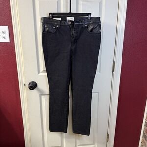Universal Thread Womens Mid Rise 80s Slim Black Faux Leather Jeans‎ Size 10R